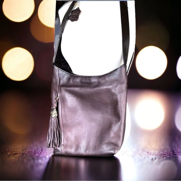 Soft Leather Shoulder Bag in Chocolate Brown l Gold Hardware Medium l Tassel EUC - Picture 1 of 13